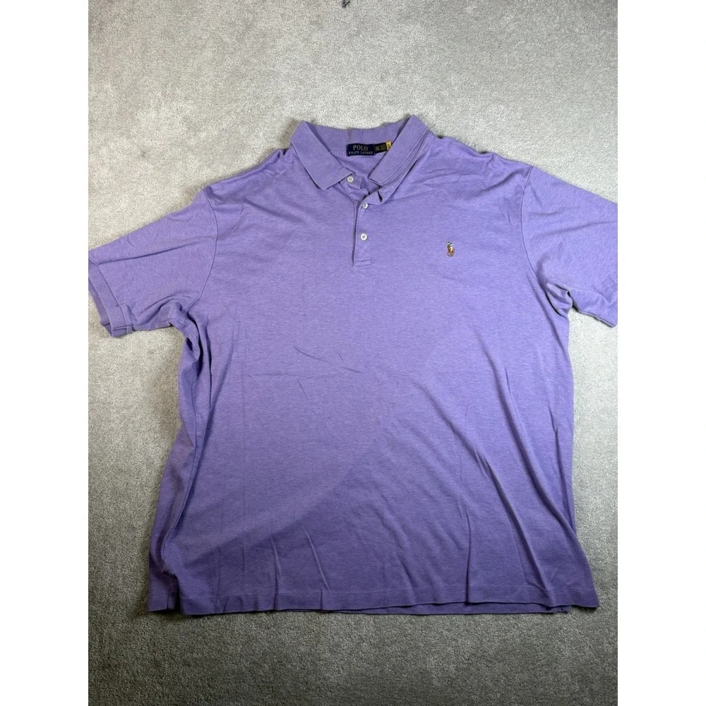 LOT OF 2 Polo Ralph Lauren Polo Shirts S/S Flesh Pony Green & Purple 2XLT Boxy**
